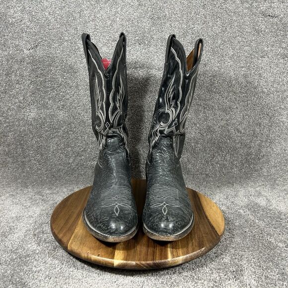 Tony Lama 6258 Vintage Mens Sz 9.5 EE Black Bull Shoulder Leather Cowboy Boots main image 13